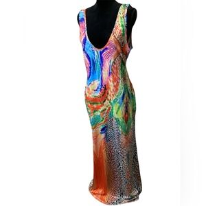 Colorful Backless Maxi Dress